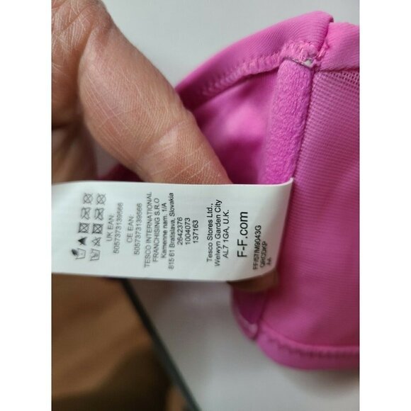 𝅺F&F Womens Pink Removable Strap Twist Swimwear Bandeau Bikini Top Bra Sz 36A - Picture 7 of 7